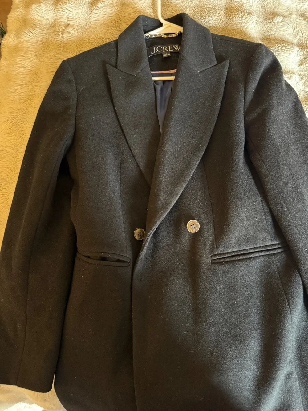 J. Crew Black Double-Breasted Trench Coat